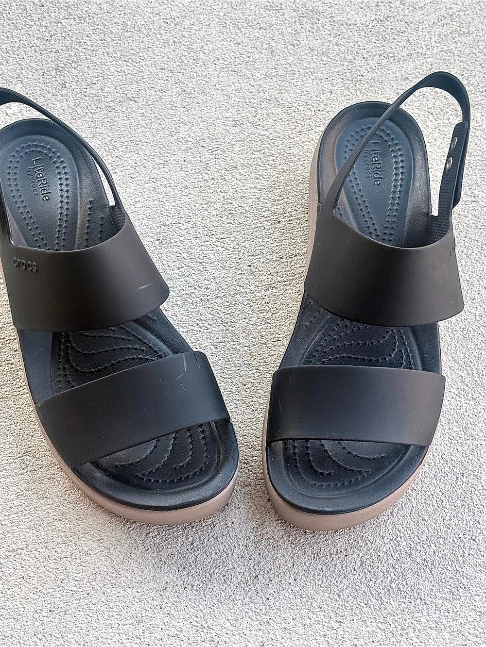 Crocs LiteRide 360 Sandal Two-Strap Platform Sandals Black & Brown